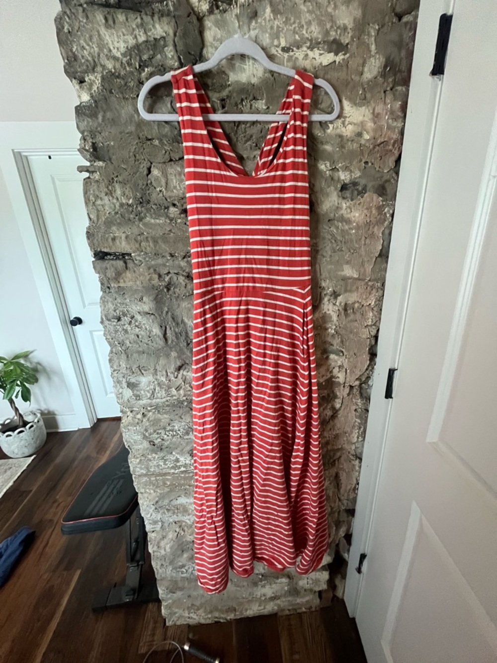 Pact Red and White Striped Maxi Dress